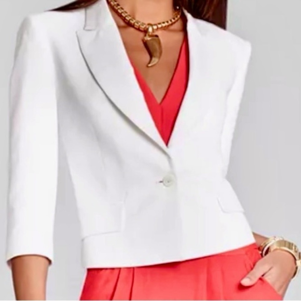 BCBG MaxAzria ivory white Natalia cropped blazer Sz M
